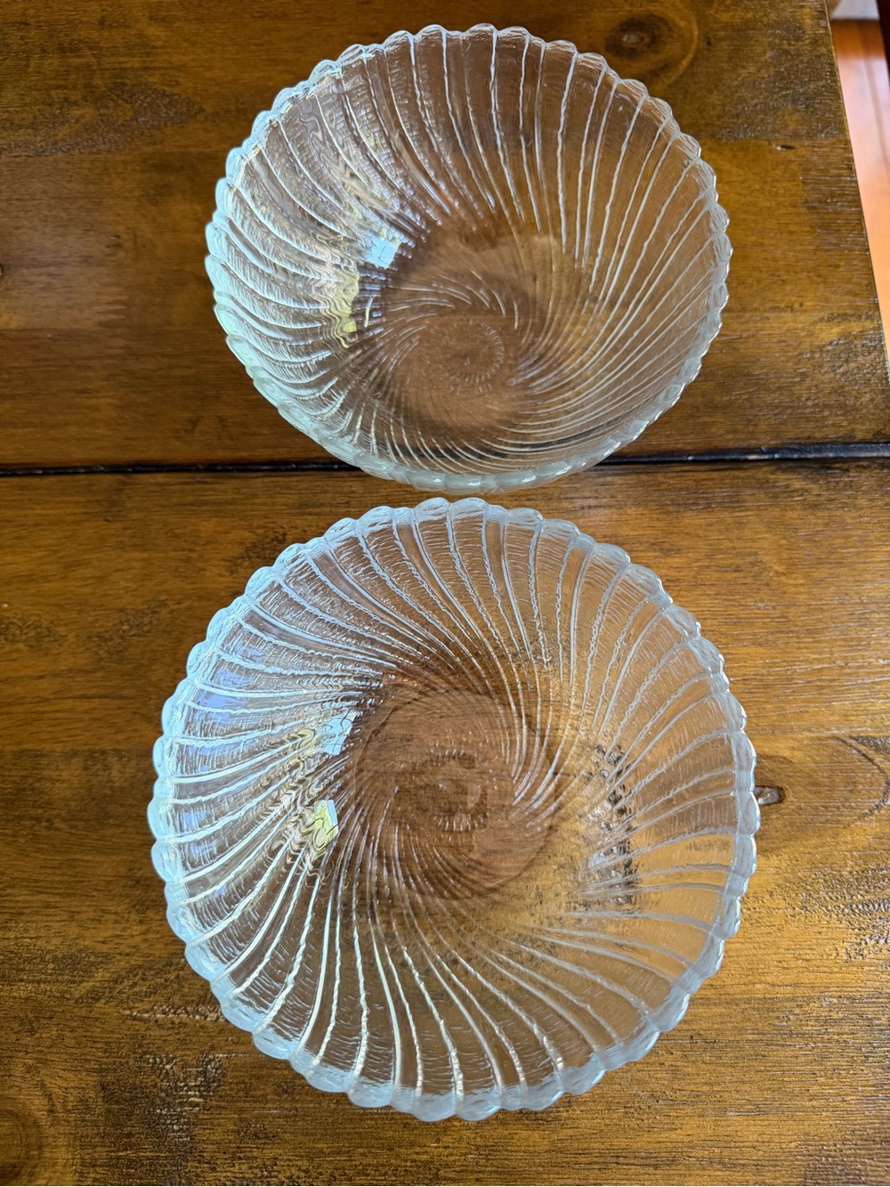 Vintage Arcoroc France Seabreeze Clear Glass Swirl Bowl Scalloped Edge Set of 2